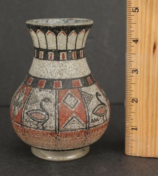 Rare Small Antique 19thc Hand Blown Encrusted Design Glass Vase Open Pontil