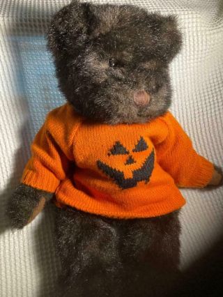 Vintage Adorable 15 " Russ Midnight Teddy Bear Pumkin Sweater