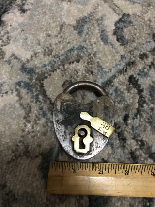 Antique Vintage Dm And Company Heart Shaped Lock With Key Cover