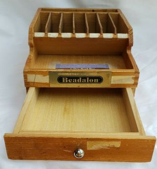 Beadalon Storage Box Wooden Bin With Drawer 9 " X 6 " Rare Crafts Beads Crafting