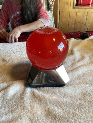 Rare Rabbit Tanaka Mystical Swirl Motion Red Globe Crystal Ball Lamp