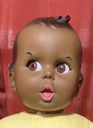 Vintage Gerber Baby African American Black Baby Doll Flirty Eyes Atlanta Novelty