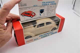 Rare Vintage Noss 1960s Bandai Volkswagen Beetle B/o Tin Litho Toy Vw Car Nib