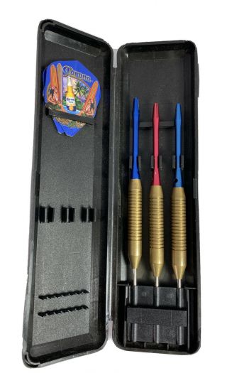 Set Of 3 Accudart Steel Tip Darts With Corona Flights Rare