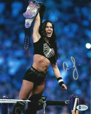 Wwe Aj Lee Hand Signed Autographed 8x10 Wrestling Photo With Beckett Rare
