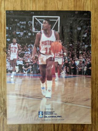 Autographed Isiah Thomas Poster Vintage Detroit Pistons Bad Boys Signed Photo
