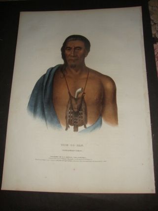 Rare Hand Colored Mckenney And Hall Portrait Folio Print 1837: Tish - Co - Han