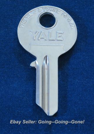 Rare Yale & Towne Y1 3 Pin Nickel Silver Uncut Key Blank Yale 19 999b