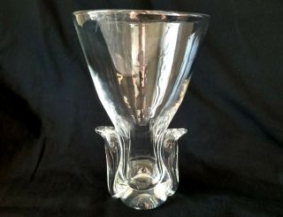 Rare Steuben Lloyd Atkins “lyre” Vintage Crystal Vase 1962 Design Signed