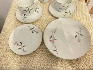 Cherry Blossom by Fine China of Japan Set Of 3 Espresso Cups Pink Gray Flowers 3
