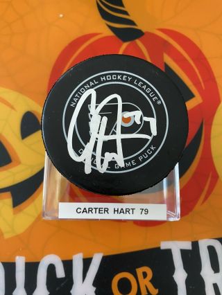 Carter Hart Philadelphia Flyers Autographed Signed Official Game Puck Rare