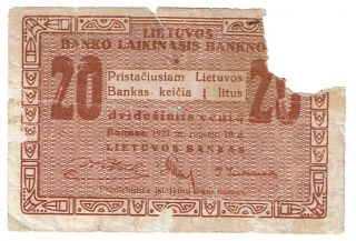 Lithuania 20 Centu 1922 Rare,  But Unfortunatelly : ( (b294)