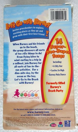 Barney the Purple Dinosaur Let ' s Go to the Beach VHS Movie Tape RARE 20121 3