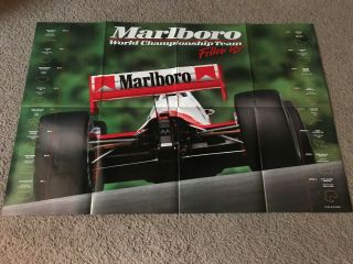 Vintage 1992 Marlboro World Championship Racing Poster 1992 Indy Car 1990s Rare