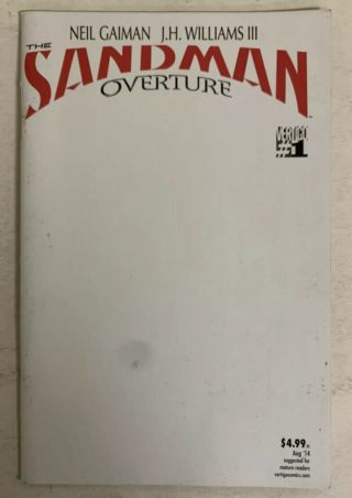 The Sandman Overture 1 Blank Sketch Variant (rare) Vertigo Comics 2014 Fn/vg