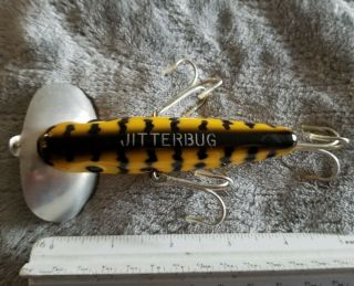 Vintage Fred Arbogast Musky Jitterbug - Unfished Yellow Coachdog
