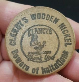 Rare Vintage Wooden Nickel Clancy 