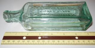 Antique Dr.  Kilmers Swamp Root Kidney Liver Binghamton Ny Aqua Green Bottle 7 "