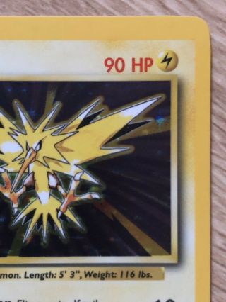 ⚡️ZAPDOS⚡️ 16/102 Pokemon Card 1st Base Set Unlimited Holo Rare NEAR 3