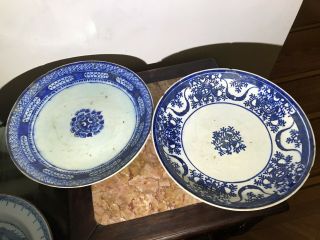 2 Antique 17/18th C Blue & White Plates Dutch Delft Delftware Delft Blue?