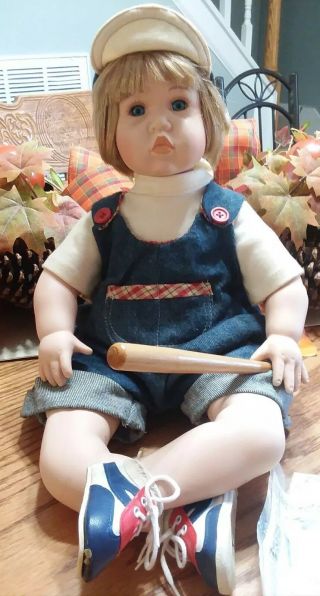 Vintage Madison Lee Ltd Edition Porcelain Doll Boy With Baseball Bat - - - - Rare