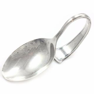 Vintage Lunt Sterling Silver Curved Handle Baby Spoon 2 7/8 " Bak Monogram 14.  6g