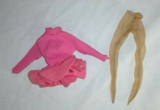 Vtg 1965 Barbie Skaters Waltz 1629 Pink Bodysuit Tutu & Nude Panty Hose Tlc