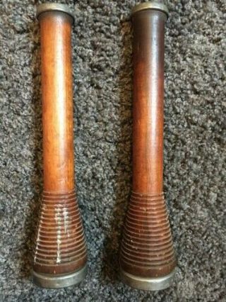 2 Large Antique Vintage Wooden Industrial Mill Factory Bobbins Or Spools