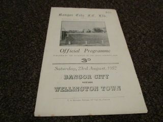 Bangor City (wales) V Wellington Town 1952/3 August 23rd Rare
