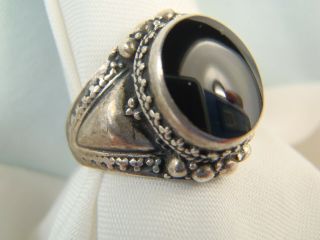 Vintage Estate Onyx Sterling Silver 925 Ring 6.  9 Grams Size 7 1/4