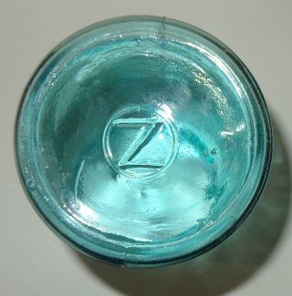 3l Old Vintage Antique Blue Glass Ball Mason Quart Sloped Canning Jar Zinc Lid Z