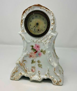 Antique Porcelain Mantle Clock 1895 Pat.  7 " Tall Royal Bonn? As - Is Project