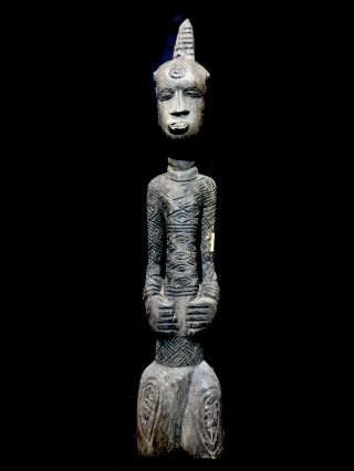 Elongated Wooden Ancestor Figure Dem Rep Congo Bena Lukra