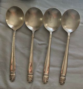 4 Holmes And Edwards Danish Princess Round Soup Gumbo Spoons