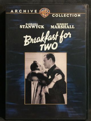 Rare Breakfast For Two - Dvd 1937 Barbara Stanwyck Herbert Marshall Wb Archives