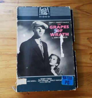 The Grapes Of Wrath (1940) Vhs Rare Fox Video Drawer Box 1982 Fonda John Ford