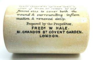 Antique Pharmacy Bottle Fredrick W.  Hale,  Covent Garden,  London; Heals Anything