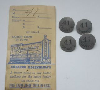 Antique Metal Clothing Numbered Pin Tags Rosenblums Poschke 