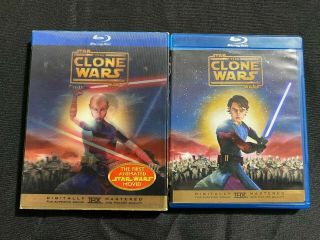 Star Wars The Clone Wars Movie Blu - Ray Disc W/ Rare Lenticular Slipcover