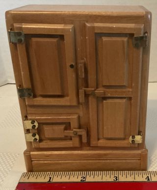 Dollhouse Kitchen Miniatures Wood Ice Box Fridge Pre - Electric