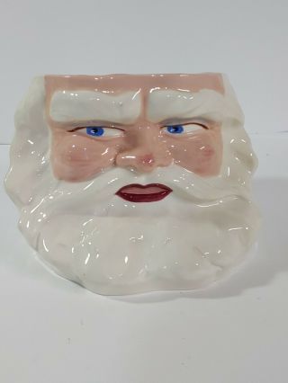 1953 Ceramic Santa Planter Santa Claus Antique Folk Art Bearded Man Face Signed
