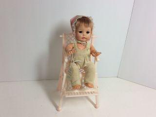 1964 Ideal Tearie Dearie Doll With Squeaker Vintage Baby Sleepy Eyes Eyelashes