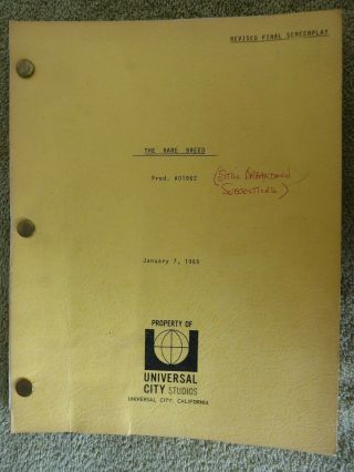 Revised Final Screenplay For 1966 Movie " The Rare Breed "