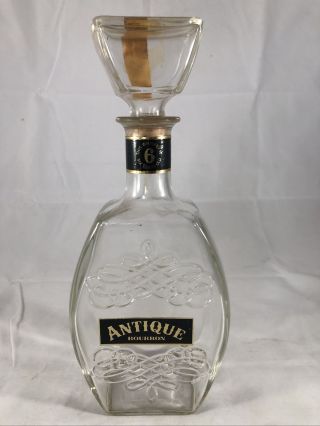 Vintage Glass Antique Kentucky Bourbon Whiskey Bottle Decanter Tax Stamp 4/5 Qt.