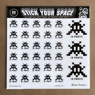 Space Invader 60 Points Sticker Set Pack Invasion Street Art Graffiti Rare