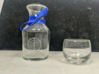 Vintage Pan Am Airline Small Carafe And Liquor Glass Pan Am In - Flight Rare