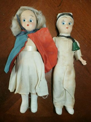 Pair Vintage Antique Composition Dolls Nurse Doctor Medic 7 1/2 " Tall