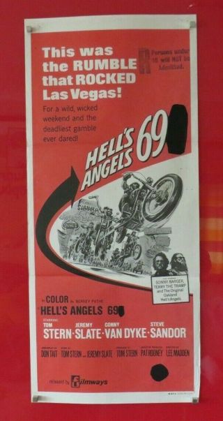 Hells Angels 69 1969 Daybill Cinema Movie Film Poster Sonny Barger Rare