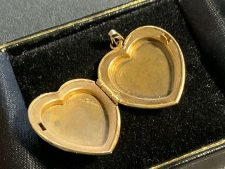 Antique Vintage Gold Filled Heart Shape Locket Pendant Charm Etched “K” Initial 3