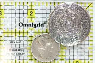Vintage Mexico Sterling Silver 925 Aztec Calendar Pendant Brooch Pretty A1154 3